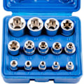 Miniatyrbillede 2 af 5: Topnøgle- og bitsæt til skruenøgle, 14 dele E4-E24 E-Torx sekskant hun-torxnøglesæt