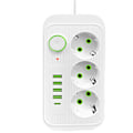 Pikkukuva 1 / 4: 3-osainen pistorasia seinään 4 USB-portilla ja 1 USB C -portilla, 8-in-1 sähköpistorasia, pistorasia kotitoimistoon musta (17,2 * 8,6 * 3,8 cm)