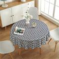 Miniatyrbillede 2 af 4: Rund Dug 120cm Bomuld og Linned Stof Twill Dug Enkel Nordisk St