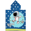 Miniatyrbild 2 av 5: Barn med huva handduk badhandduk i mikrofiber mjuk bomull absorberande poncho handdukar söt tecknad astronaut mönster tryck badrock för pojkar simning pool coverups 30\"*55\", Blå Astronaut