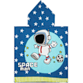 Miniatyrbillede 2 af 5: Børne badekåbe med hætte - Blød mikrofiber badehåndklæde i absorberende bomuld - Poncho håndklæder - Sød tegneserie astronaut print - Badekåbe til drenge - Svømning pool coverups 30\"*55\", Blå Astronaut