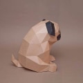 Miniatyrbild 4 av 4: 3D Mops Papperskulptur, Förskuren DIY Pappershantverksats, Handgjord Djurfigur, Brun Färg, DIY 3D Pappersmodell, Kreativ Heminredning