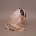 Pikkukuva 4 / 4: 3D-mopsipaperiveistos, esileikattu DIY-paperikäsityöpakkaus, käsintehty eläinhahmo, ruskea väri, DIY 3D-paperimalli, luova kodin sisustus
