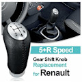 Miniatyrbillede 3 af 5: Sort læder manuel gearstangsknop til Renault Clio III 2005-09