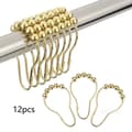 Fem-pärlor Gourd Hook Ring Rostfritt Metall Gardiner Ring Spänne Hängande Dusch Gardiner Dusch Gardiner Ring Hook Guld 12