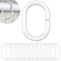 Miniatyrbild 1 av 5: Vita duschdraperiringar, 12-pack, vita duschdraperikrokar