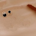 Miniatyrbilde 4 av 5: Kvinners øredobber Asymmetriske Runde Hule Runde Sorte Stud Øredobber Rhinestone Tilbehør Til Kvinner