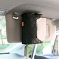 Miniatyrbillede 3 af 3: Læder Lommetørklædeholder til Bil, Bil Bagsæde Nakkestøtte Hængende Lommetørklædeæsker Holder Etui, Multi-use Bil Lommetørklædeholder til Bil & Lastbil (Sort) 2 Stk