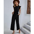 Miniatyrbilde 1 av 5: Womens Casual Short Sleeve Jumpsuits Elastic Waist Jumpsuit with