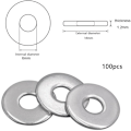 Miniatyrbilde 2 av 5: 100 stk rustfrie stålskiver M6 metall flate skiver 18mm stor diameter Shim skive lager rund skive møbelfeste for skruer bolter