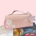 Miniatyrbillede 2 af 5: Kawaii Kirsebær Blomster Blyantpose Pink Sød Blyant Etui Stor Kapacitet