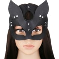 Miniatyrbild 2 av 5: Svart lyxig läder katt räv maskeradmask för kvinnor