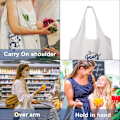 Miniatyrbillede 2 af 5: Lærred Tote Taske Med Inderlomme Genanvendelig Indkøbspose Bulk Genanvendelig Shoppingpose Stor Kapacitet Maskinvaskbar Blå