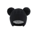 Miniatyrbillede 2 af 5: Strikket børne hue varm fleece baby hue (sort)