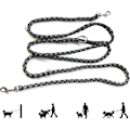 Miniatyrbilde 1 av 5: Hundetau Leash, Refleksjusterbar Nylon Dobbel Leash med 2 Karabiner og 3 Ringer, 2.1m Svart Multifunksjonell Hundeleash for Små/Middels/Store Hunder