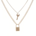 Miniatyrbillede 3 af 3: Lås Nøgle Vedhæng Halskæde Statement Lang Kæde Punk Multilayer Choker Halskæde f
