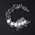 Miniatyrbilde 4 av 4: Brud Blomster Hårkam Perle Bryllup Tiara Hodeplagg Hodebånd H