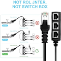 Miniatyrbilde 4 av 5: Splitterkabel, RJ45 hann til 3 hunn RJ45 nettverks-LAN-forlengelseskabel Ada