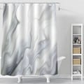 Miniatyrbilde 1 av 3: Grå Marmor Badegardinsett, Hvit Grå Stoff Badegardiner for Baderomsdekor, Moderne Abstrakte Standard Badegardiner for Badekar, Luksuriøse Bølgete Badegardiner, 72 x 72