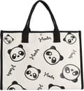 Strandväska estetisk, stor canvas axelväska, Panda Des