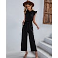 Miniatyrbillede 2 af 5: Womens Casual Short Sleeve Jumpsuits Elastic Waist Jumpsuit with