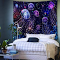 Miniatyrbillede 3 af 5: Psykedelisk jellyfish-gobelin - jellyfish under Galaxy Sea Ocean W