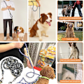 Miniatyrbilde 4 av 5: Hundetau Leash, Refleksjusterbar Nylon Dobbel Leash med 2 Karabiner og 3 Ringer, 2.1m Svart Multifunksjonell Hundeleash for Små/Middels/Store Hunder