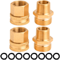 Miniatyrbillede 1 af 5: 3/4\" GHT til 1/2\" NPT haveslangeadapter, dobbelt han- og hun- messingkobling, med 8 ekstra spændeskiver