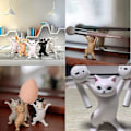 Miniatyrbild 5 av 5: 5 stycken dansande kattkista prydnad, rolig katt pennhållare, inter