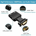 Miniatyrbild 4 av 5: VGA till HDMI-adapter 1080P VGA hane till HDMI hona omvandlare för P