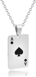 Cool Punk Rock Poker Kort Vedhæng Halskæde til Mænd Kæreste, Rustfrit Stål Pl