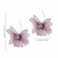 Miniatyrbilde 5 av 5: Kvinners store kronblad dråpe store øredobber store blomster dinglende øredobber med chiffon blomst dusk for ferie bryllup (elfenben)