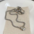 Pikkukuva 4 / 5: 925 Sterling Hopea Leima Paksu Ketju Kaulakoru Punk Vintage Kimalteleva Zirkoni