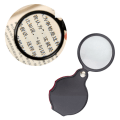 Miniatyrbild 5 av 5: Fickförstoringsglas, hopfällbart minförstoringsglas med roterande skyddande läderhölje, för smycken, läsning, hobbyer, vetenskap, böcker (svart)
