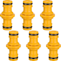 Miniatyrbillede 1 af 5: 6 stk. dobbelt haneslangeforbindelse slangefittings til at forbinde haveslangeslange (gul)
