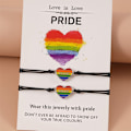 Miniatyrbilde 5 av 5: Regnbue Stripe Pride Armbånd Justerbar Håndlaget Flettet Armbånd