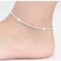 Miniatyrbild 1 av 5: Anklets för kvinnor. Flat Mariner Anklet,  Cuban Chain, Figaro Chai