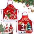 Miniatyrbilde 1 av 4: Juleforkle med Santa, Kjøkkenforkle, Julematlagingsforkle, Rød Juleforkle Trykt Forkle, Juleforklær til Julefest, Matlaging, Baking