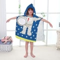 Miniatyrbild 1 av 5: Barn med huva handduk badhandduk i mikrofiber mjuk bomull absorberande poncho handdukar söt tecknad astronaut mönster tryck badrock för pojkar simning pool coverups 30\"*55\", Blå Astronaut