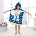 Miniatyrbillede 1 af 5: Børne badekåbe med hætte - Blød mikrofiber badehåndklæde i absorberende bomuld - Poncho håndklæder - Sød tegneserie astronaut print - Badekåbe til drenge - Svømning pool coverups 30\"*55\", Blå Astronaut