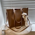 Miniatyrbillede 5 af 5: Tote Shopping Bag Central Zip Carry Handle BRUN
