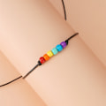 Miniatyrbillede 2 af 5: Regnbue Perle Armbånd Kærlighed er Kærlighed Flettet Snor Glasperler