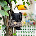 Pikkukuva 4 / 5: Toucan-puutarhapuun koriste hartsista, kevään ulkokoristeet, simulaatioveistos puun riipus, syksyn puutarhataiteen maisemakoriste terassille, pihalle, nurmikolle ja seinälle