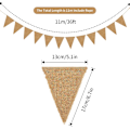 Miniatyrbillede 2 af 5: 11 meter hessian banner, vimpelguirlande, 48 stk. hessian vimpelguirlande, trekantflag til bryllupper, fester, dåbsdekoration (13 x 17 cm)