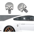 Miniatyrbillede 5 af 5: 3D Metal Skull Punisher Emblem Sticker 2 stk., Biler Pynt Metal
