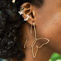 Miniatyrbillede 2 af 4: Fashion Bohemian Guld Store Sommerfugle Øreringe Kvaster Lang Kæde D