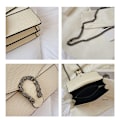 Miniatyrbild 5 av 5: Crossbody axelväska för kvinnor - Ormmönstrad läder Messenger Bag C