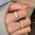 Pikkukuva 2 / 5: 2 kpl Säädettävät Avoimet Renkaat - Trendikkäät Elegantit Ainutlaatuiset Kuutio Zirkonia