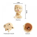 Miniatyrbillede 3 af 3: Harpiks Blomsterpot Ansigt til Havedekoration Mannequin Stil