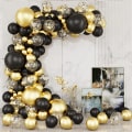 Miniatyrbillede 1 af 5: 105 stk. sort og guld ballonbue guirlande sæt, 5 10 tommer latex